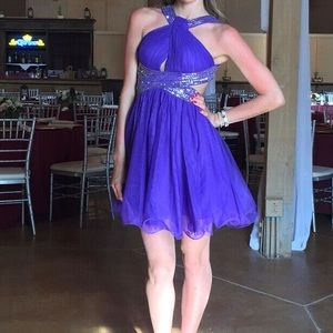 Purple grad/prom dress.